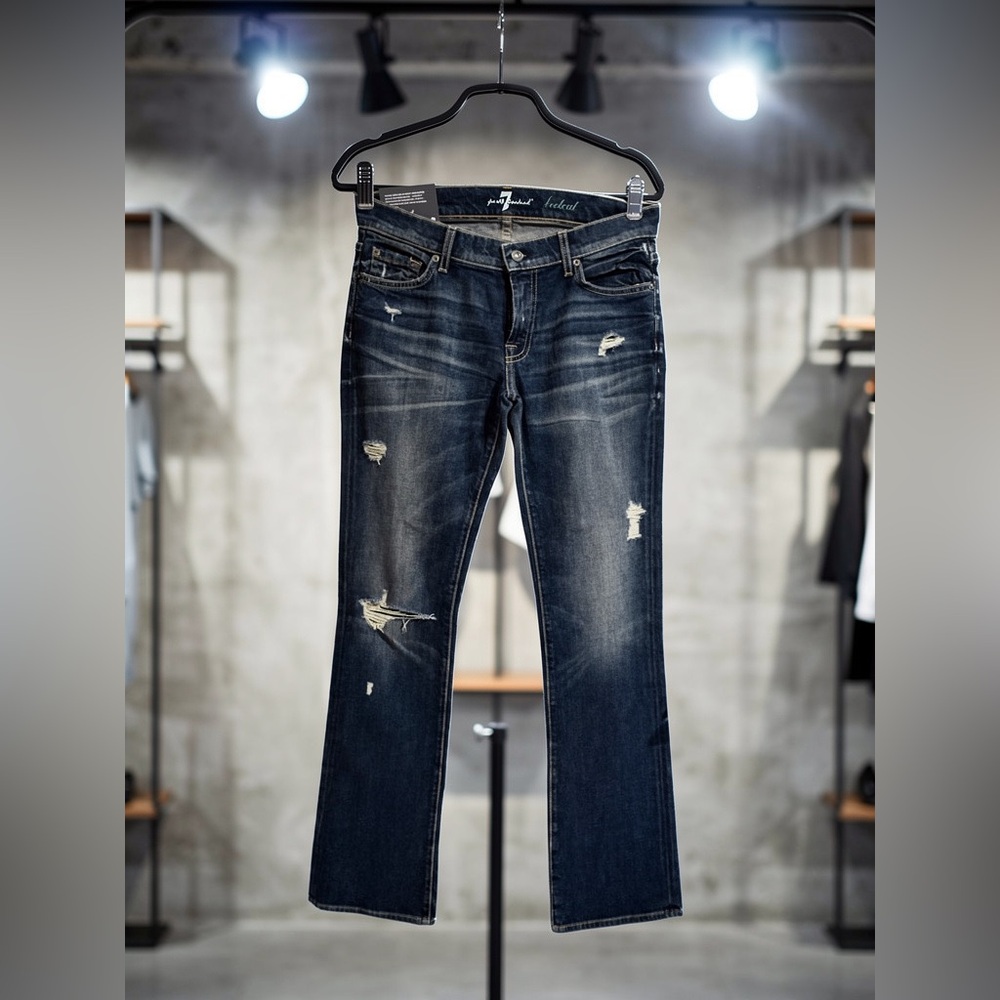NWT 7 For All Mankind Dark Blue Boot Cut Jeans - Picture 3 of 9